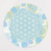 Étiquettes bleu, fleur de vie, géométrique sacrée, labels (Design 2)