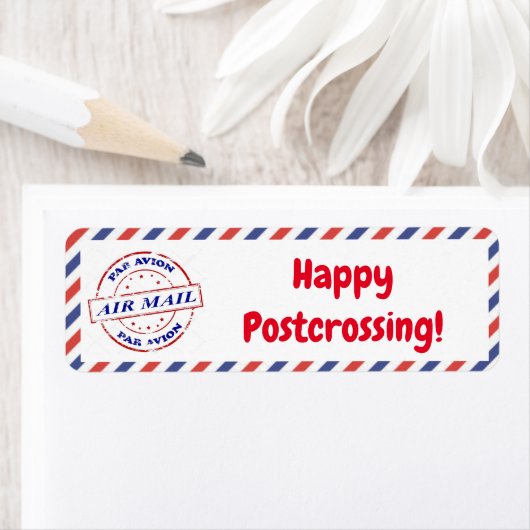 Etiquettes happy postcrossover par avion etiket (Insitu)