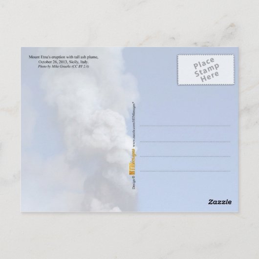 Etna - vulkaanuitbarsting briefkaart (Achterkant)