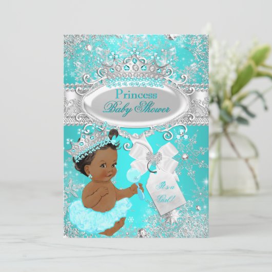 Etnic Aqua Wonderland Princess Baby shower Kaart (Staand voorkant)