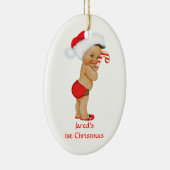 Etnic Baby Boy First KerstRed Santa Hat Keramisch Ornament (Rechts)