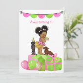 Etnic Baby Girl Dachshund Party Invitation Kaart (Staand voorkant)