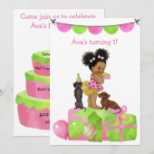 Etnic Baby Girl Dachshund Party Invitation Kaart (Voorkant / Achterkant)