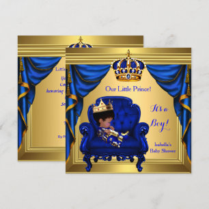 Etnic Boy Baby shower Prince Royal Blue Gold Kaart