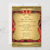 Etnic Prince Boy Baby shower Red  Gold Kaart (Achterkant)