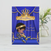 Etnic Prince Boy Baby shower Royal Blue Drapes Kaart (Staand voorkant)