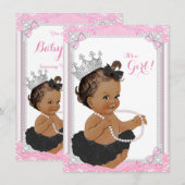 Etnic Princess Black Tutu Lace Pearl Baby shower Kaart (Voorkant / Achterkant)