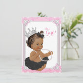 Etnic Princess Black Tutu Lace Pearl Baby shower Kaart (Staand voorkant)