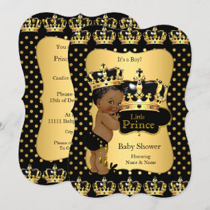 EtnicPrince Baby shower Black Gold Polka Dot Kaart