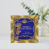 Etnicus Baby shower Blue  Gold Kaart (Staand voorkant)