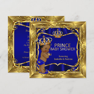 Etnicus Baby shower Blue Gold Kaart