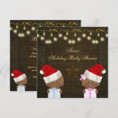 Etnicus en Girl Twins Baby shower met Kerstmis Kaart (Voorkant / Achterkant)