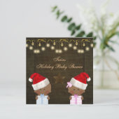 Etnicus en Girl Twins Baby shower met Kerstmis Kaart (Staand voorkant)