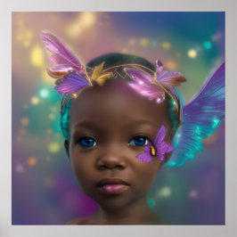 Etnicus meisje vlinder paars blauwgroen poster
