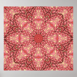 Etnisch Abstract Bloem, Mandala's Naadloos. Poster
