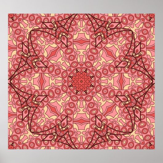 Etnisch Abstract Bloem, Mandala's Naadloos. Poster (Voorkant)