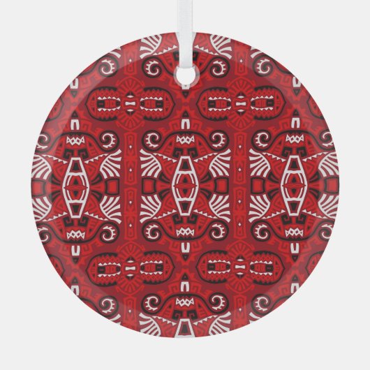 Etnisch Abstracte Boho Tegel Glas Ornament (Voorkant)