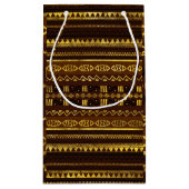 Etnisch Afrikaans Golden Patroon op bruin Klein Cadeauzakje (Achterkant)