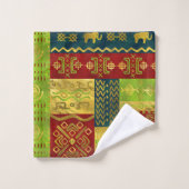 Etnisch Afrikaans Golden Patroon op kleur Bad Handdoek (Wasdoekje)