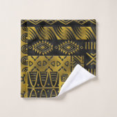 Etnisch Afrikaans Gouden Patroon op zwart Bad Handdoek (Wasdoekje)
