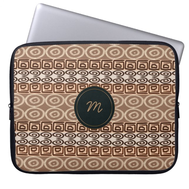 Etnisch afrikaans handgetekend patroon. Monogram. Laptop Sleeve (Voorkant)