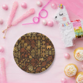 Etnisch Afrikaans Patroon - browns and golds #12 Papieren Bordje (Feest)