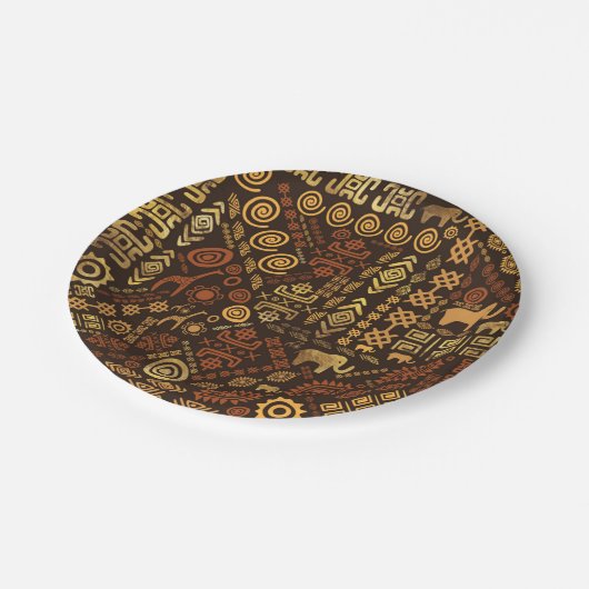 Etnisch Afrikaans Patroon - browns and golds #12 Papieren Bordje (Gekanteld)