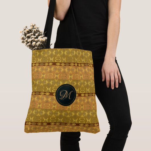 etnisch afrikaans patroon met Adinkra simbols Tote Bag (Dichtbij)