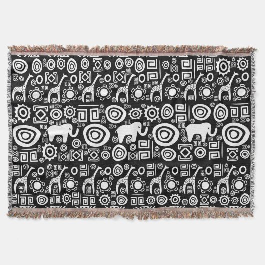 Etnisch Afrikaans patroon - zwart en wit #4 Deken (Voorkant)