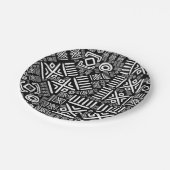 Etnisch Afrikaans patroon - zwart en wit #6 Papieren Bordje (Gekanteld)