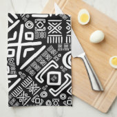 Etnisch Afrikaans patroon - zwart en wit #6 Theedoek (Quarter Fold)