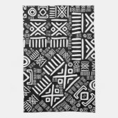 Etnisch Afrikaans patroon - zwart en wit #6 Theedoek (Verticaal)