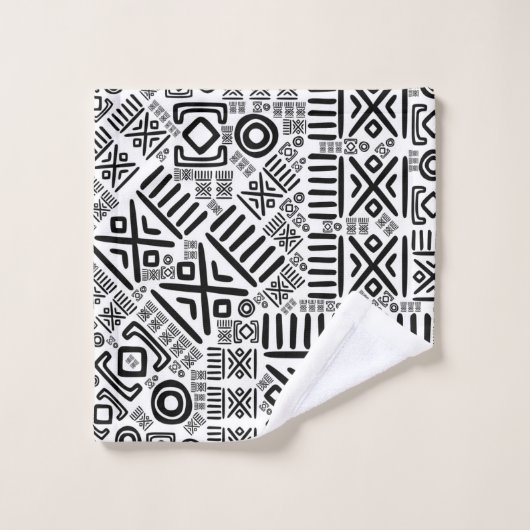 Etnisch Afrikaans patroon - zwart en wit #8 Bad Handdoek (Wasdoekje)