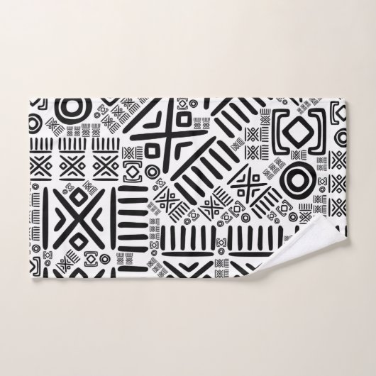 Etnisch Afrikaans patroon - zwart en wit #8 Bad Handdoek (Handdoek)
