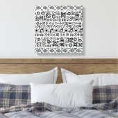 Etnisch Afrikaans Patroon- Zwart-Wit #2 Canvas Afdruk (Insitu (Slaapkamer))