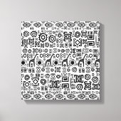 Etnisch Afrikaans Patroon- Zwart-Wit #2 Canvas Afdruk (Voorkant)