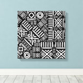 Etnisch Afrikaans Patroon- Zwart-Wit #6 Canvas Afdruk (Insitu (Houten vloer))
