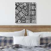 Etnisch Afrikaans Patroon- Zwart-Wit #6 Canvas Afdruk (Insitu (Slaapkamer))