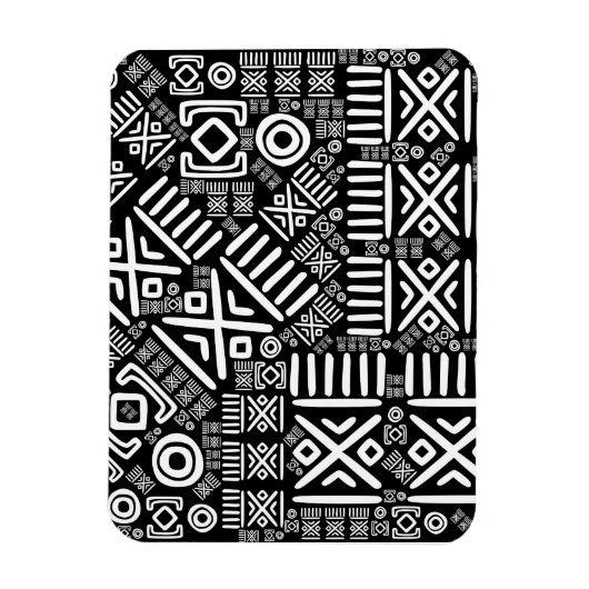 Etnisch Afrikaans Patroon- Zwart-Wit #6 Magneet (Verticaal)