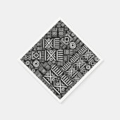 Etnisch Afrikaans Patroon- Zwart-Wit #6 Servet (Hoek)