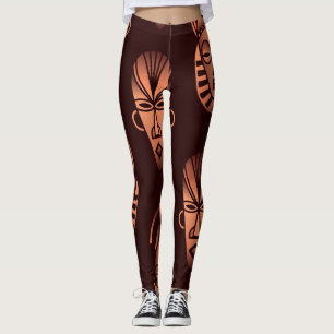 Etnisch Afrikaanse maskers, donkere achtergrond Leggings