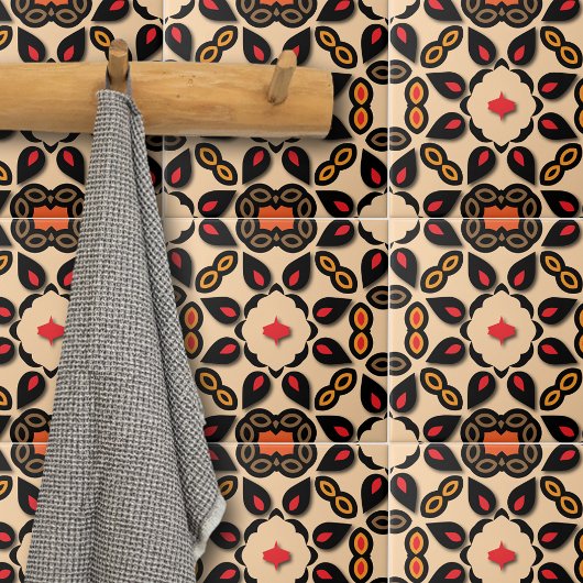 Etnisch Arabesk symmetrisch geometrisch patroon Tegeltje