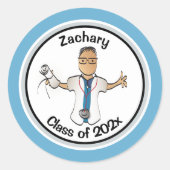 Etnisch Artsenarts PA Funny Blue Afstuderen Ronde Sticker (Voorkant)