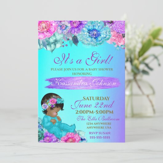 etnisch Baby elegant Paars blauwgroen goudbaby sho Kaart (Staand voorkant)