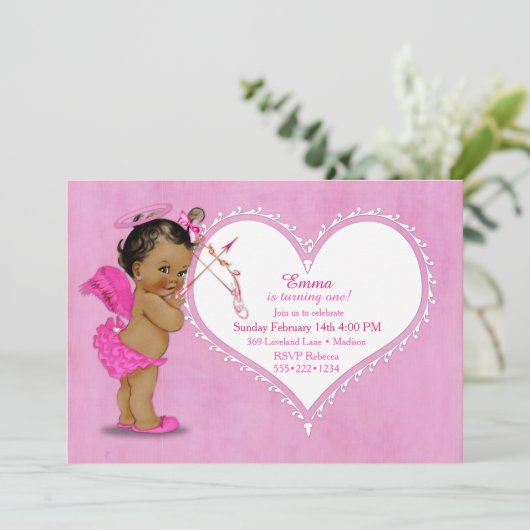 Etnisch Baby Meisje Cupido Angel Wings Halo Hot Pi Kaart (Staand voorkant)