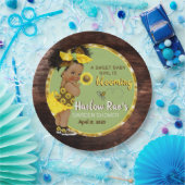 Etnisch Baby Meisje | Gele Zonnebloem Rustiek Papieren Bordje (Feest)