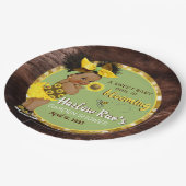 Etnisch Baby Meisje | Gele Zonnebloem Rustiek Papieren Bordje (Gekanteld)