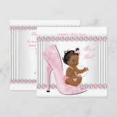 Etnisch Baby shower Girl Pink Pearl High Hiel Shoe Kaart (Voorkant / Achterkant)