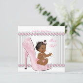 Etnisch Baby shower Girl Pink Pearl High Hiel Shoe Kaart (Staand voorkant)