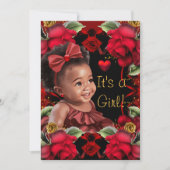 Etnisch Baby shower Meisje Red Rose Kaart (Voorkant)